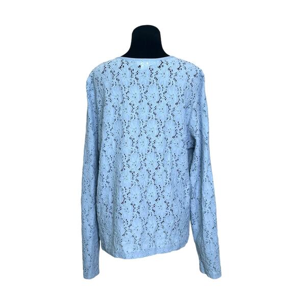 Modern Soul blue eyelet buttoned long sleeves blouse size Large - Picture 2 of 9